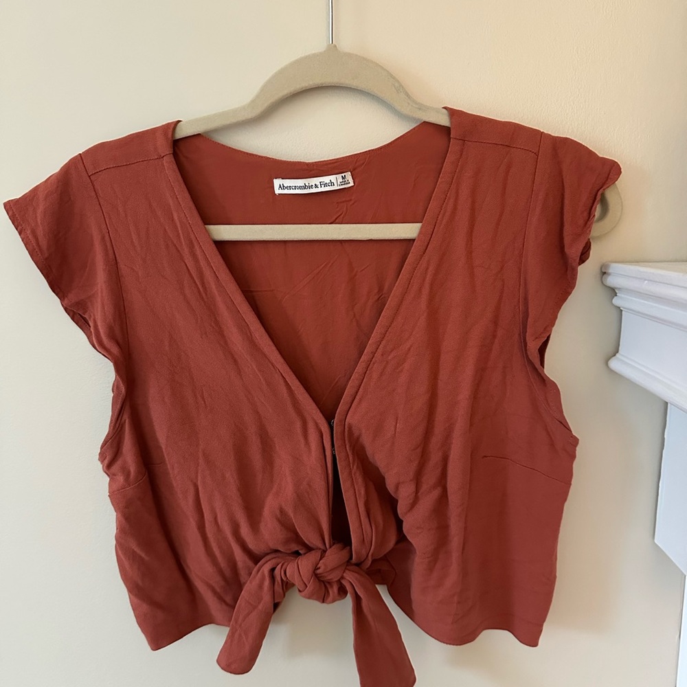 Abercrombie & Fitch Terracotta Tie-Front Blouse